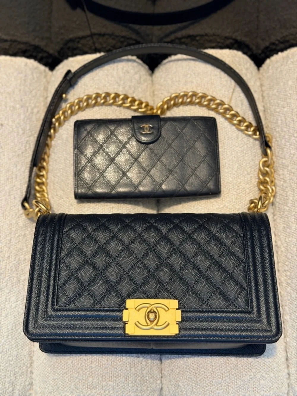 CHANEL Black Quilted Leather Wallet only with Gold CC - Picture 1 of 3